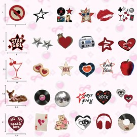 108 PCS Downtown Girl Stickers Aesthetic Sticker for Adults Downtown Girl Party Favors Red Aesthetic Vinyl Waterproof Stickers for Water Bottles