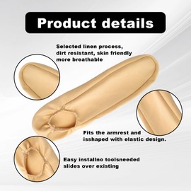 Armrest Covers for Cars, Armrest Cover Replacement Car Front Seat Armrest Cover Elastic Fabric Seat Armrest, Universal Armrest Protective Cover with elastic for Trucks, Cars, SUVs-1 Pair (Beige)