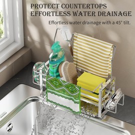 Kloahmo 304 Stainless Steel Rustproof Kitchen Sponge Holder - Suction Sponge Holder for Kitchen Sink,Sink Caddy & Kitchen Counter Organizer