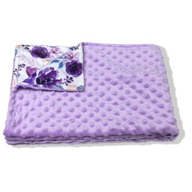 Soft Plush Baby Blankets for Girls with Print Floral Pattern and Soothing Raised Dots, Double Layer Bed Throws for Baby Infant Toddler Nursery Crib,Purple, 30x40 Inches (Purple)