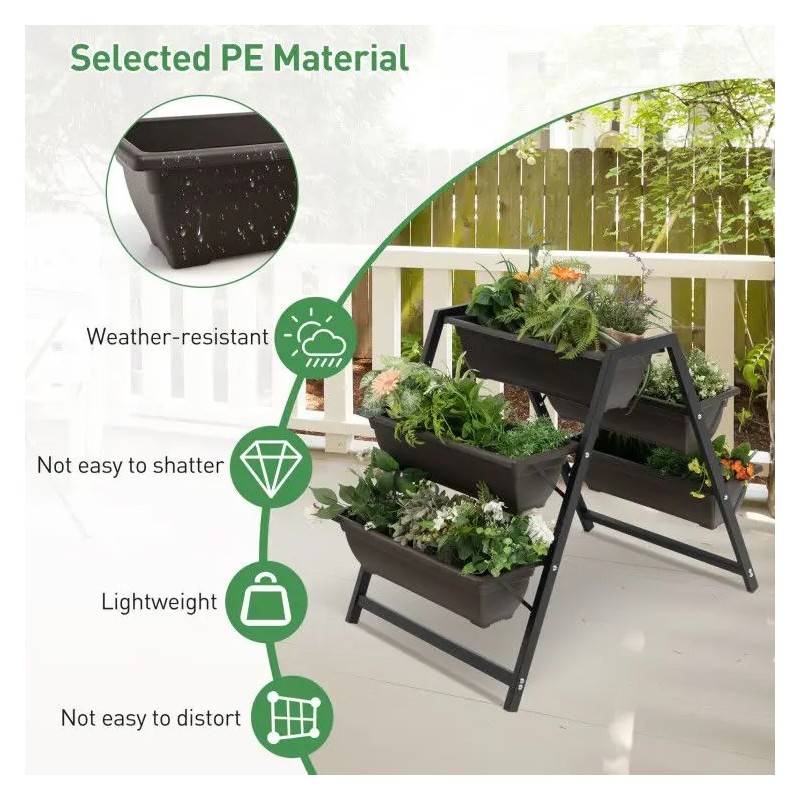 3-Tier Vertical Raised Garden Bed with 5 Plant Boxes Flower
