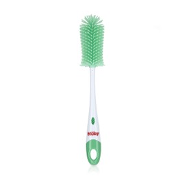 Nuby Soft Non-Scratch Silicone Bristle Bottle & Nipple Brush with Looped Handle, Aqua
