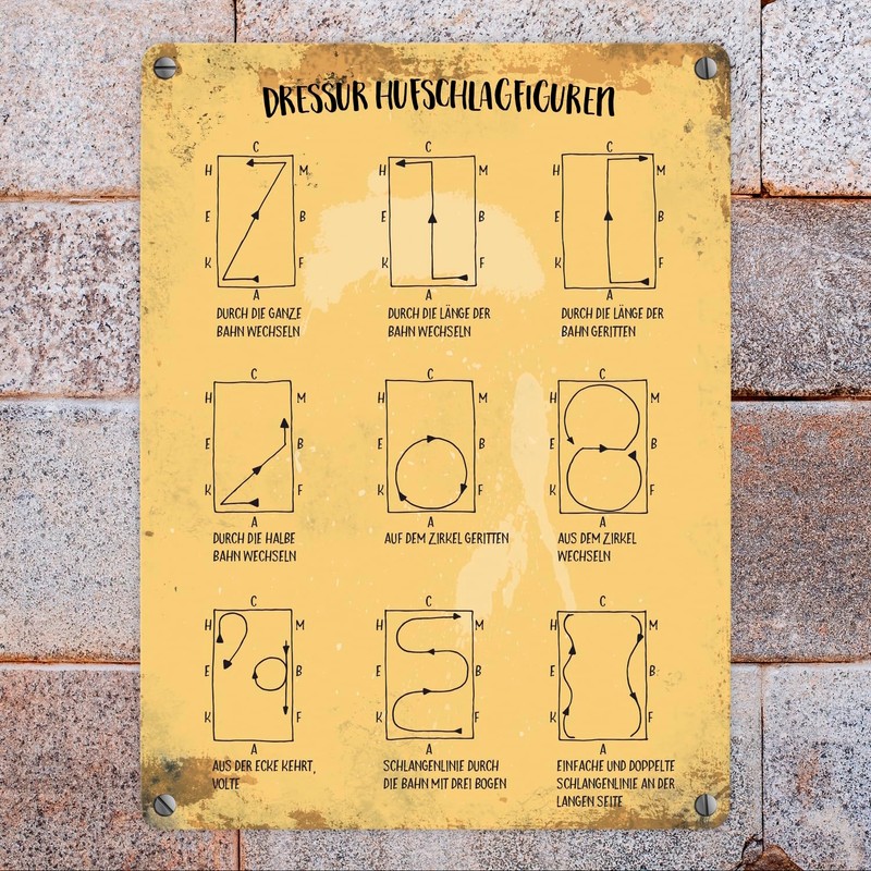 Metal Sign with Dressage Riding Hoof Strike Motif