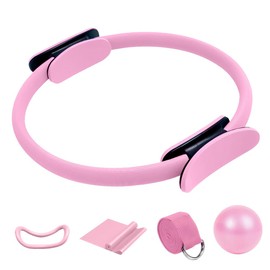 WDKXCN Pilates Ring Set, 5 Pieces Pilates Set with Yoga Ring, Yoga Ball, Resistance Band and Auxiliary Strap, Pilates Essential Kit for Home Training and Studio Workout