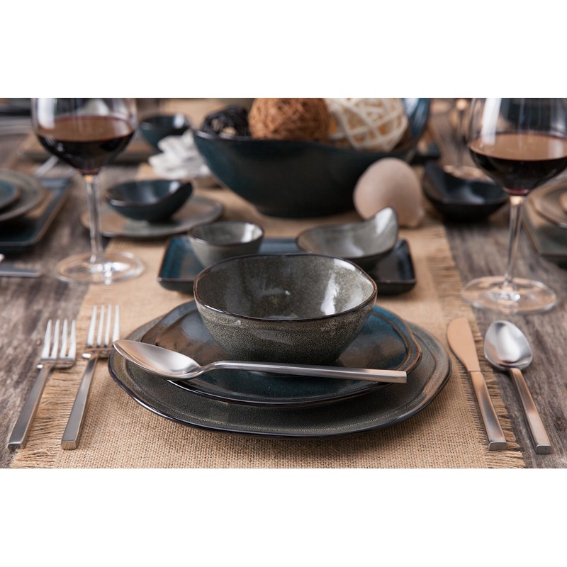 D&V 6 Piece Stōn Porcelain Dinnerware Handled Bowl Set, 4"