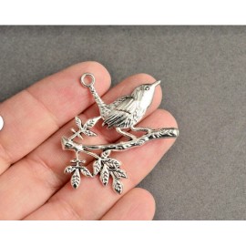Fashion Jewelry BIRD TREE BRANCH  Pendant on DIAMOND Cut 925 Silver 18" Necklace Men Women Gift