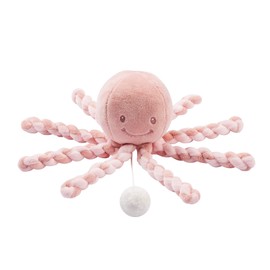 Nattou 877596 "La-Le-Lu" Octopus Music Box for Newborns and Premature Babies, 23 cm, Lapidou, Dusky Pink/Light Pink