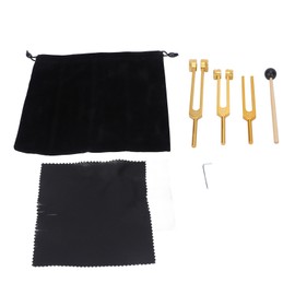 3 Pcs Aluminium Alloy Tuning Fork Set 128 256 512Hz Body Tuning Forks with Hammer for Sound Healing Gold