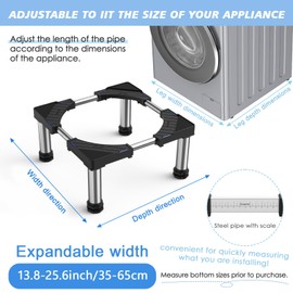 Mini Fridge Stand with 4 Strong Feet Washing Machine Stand Base Adjustable Universal Stand Base for Portable Refrigerator Dryer Stand Laundry Pedestal Appliance 7.9"-9" Height(Black, 881LB)40-60 cm