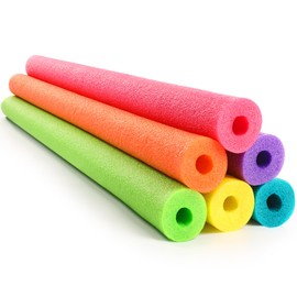 Hollowfly 6 Pack Jumbo Pool Noodles Swimming Floating Foam Tube Extra Large Hollow Bright Swimming Pool Noodles Bulk Heavy Duty for Adults(Multi Colors,55 x 3.5 Inch)