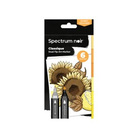 Crafter's Companion Spectrum Noir Classique Blend Twin Tip Blendable Alcohol Based Marker Set - Pack of 6 - Sunny Yellows