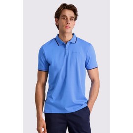 Ben Sherman Men's Polo Shirts - Regular Fit 2-Button Cotton Short Sleeve Work Shirts - Polo Shirts for Men (Sizes: S-XL), Size Small, Sea Blue