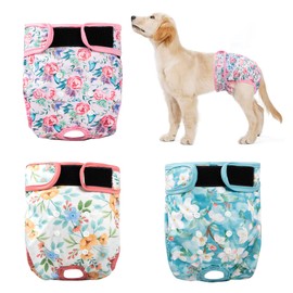 ZINGTERRA 3Pack Reusable Dog Diapers Female,Washable Diaper for Doggie,Highly Absorbent Dog Diaper,Adjustable Leakproof Puppy Girl Dog Diapers for Heat,Incontinence,Period Doggy Nappies S
