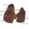 Harssidanzar Mens Gloves Half Finger Goatskin Leather Motorcycle Gloves GM037UK,