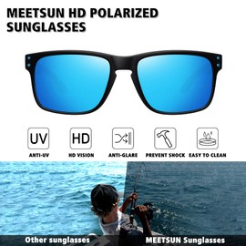 MEETSUN Polarized Sunglasses for Men Women Sports Driving Fishing Glasses UV400 Protection 3Pack-Black+Blue+Red
