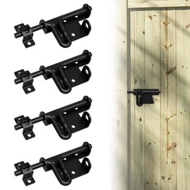 URDOGSL Heavy Duty Gate Latch with Padlock Hole Metal Thickened Slide Bolt Latch Mainly Used for Left or Right Hand Wooden Fence Gate Latch Shed Door Latch-4 Pack