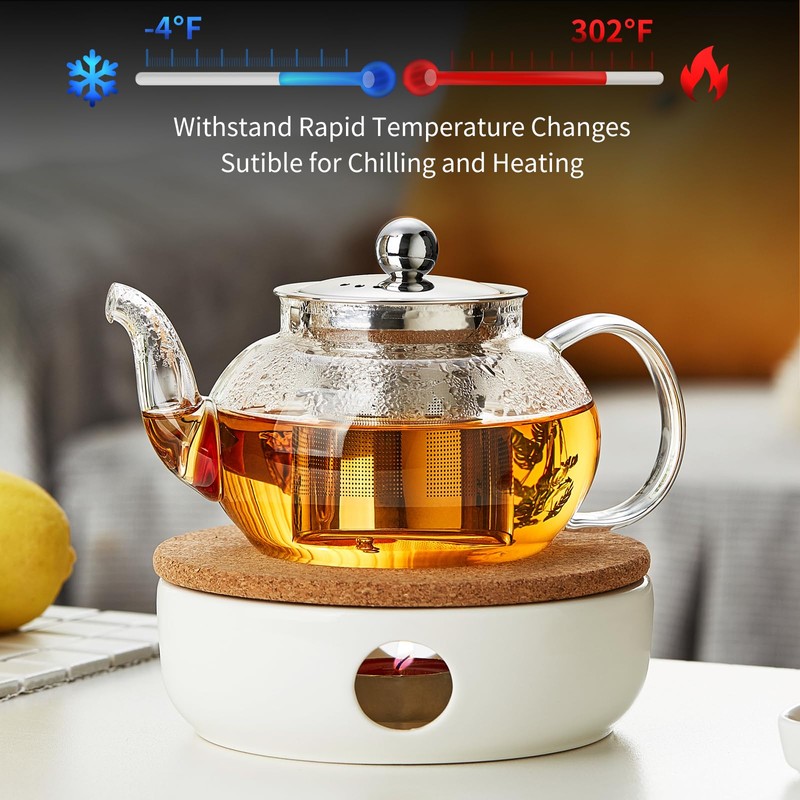 Glass Teapot with Removable Infuser, 27 oz/800ml Glass Tea Pot