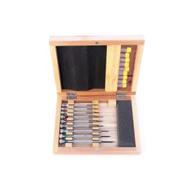 Vintage Time Watches | Watchmakers Screwdriver Set in Wooden Box Stainless Steel to Repair Watches | 9 Sizes | Spare Blades Included
