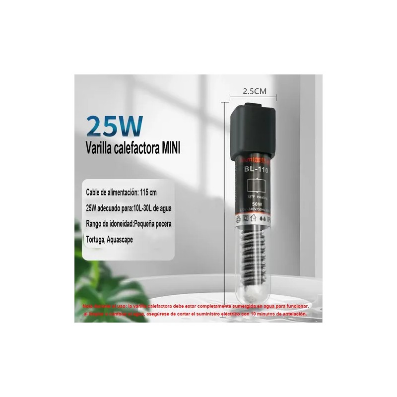 Calentador De Acuarios 25w Con Termómetro Digital Sumergible