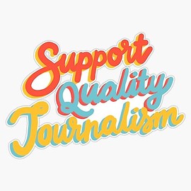 LAD Studio Support Quality Journalism Retro Quote Sticker Bumper Sticker Vinyl Decal 5""