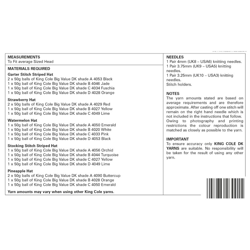 King Cole Ladies Double Knit Knitting Pattern Striped or Fruit