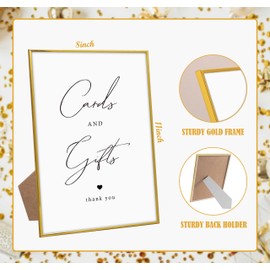 Cards and Gifts Sign for Wedding, 8"X 11" Gold Frame Wood Wedding Sign with Stand, Engagement Party Decorations, Centerpiece Table Decorations Party, Wedding Party Favors for Ceremony and Reception-7