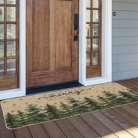 Artoid Mode Pine Trees Snowflakes Merry Christmas Doormat, Winter Home Decor Low-Profile Door Mat Floor Mat 17x47 Inch