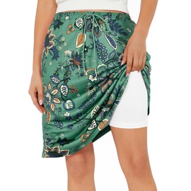 Zando Rip Skirt Hawaii Skorts for Women Dressy Casual Knee Length with Shorts Underneath Athletic Skorts for Women Tennis Skirts Golf with Shorts with Pockets Dark Gypsophila 3X-Large