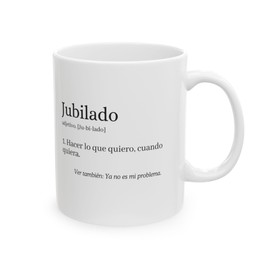 Taza Divertida para Jubilado Definición Graciosa, Regalo Perfecto para Papá y Abuelo, 11 Onzas de Cerámica Blanca, Regalos Originales para Jubilados, Detalles Únicos para Celebrar la Jubilación