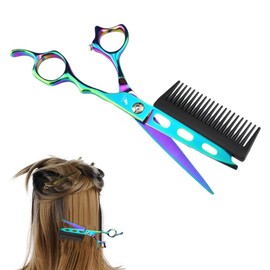 2 in 1 Hair Scissors with Comb, Professional Hair Cutting Scissors with Detachable Comb, Stainless Cutting Scissors, Hairdressing Scissors, Barber Haircut Thinning Shears, Hair Cutting Shears (Green)