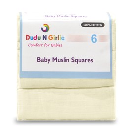 6 x Premium Quality Baby Muslin Squares 100% Cotton, 72 X 72 cm, Supersoft, Made in EU (Cream)