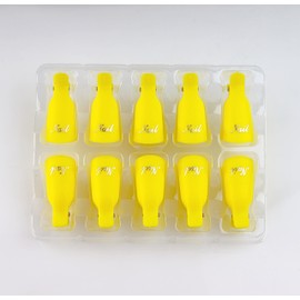 Pana® 20 Pieces (YELLOW) New Bow Ribbon Style Reusable Acrylic Nail Soak Treatment UV Gel Polish Remover Clip Cap Manicure Tool