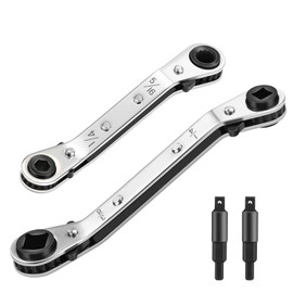 WADEO HVAC Service Wrench 2PCS, Service Wrench Hvac Tools for Air Conditioning, Refrigeration Equipment, 3/16", 1/4", 5/16", 3/8", with Hex Bit Adapter