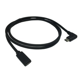 CERRXIAN USB Type C Extension Cable, 1m 3ft 90 Degree USB 3.1 Type C Male to Female Charge and Data Sync Extension Cord
