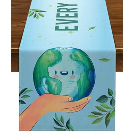 Nepnuser Every Day is Earth Day Table Runner Save Our Planet Themed Party Decoration School Classroom Home Kitchen Dining Room Decor-72inches