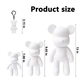 Coniuty DIY (Cyan+White+Blue, 9 Inch) Fluid Bear + Bear Keychain Figure Paint Set for Creative Graffiti Art Multicolor Painting