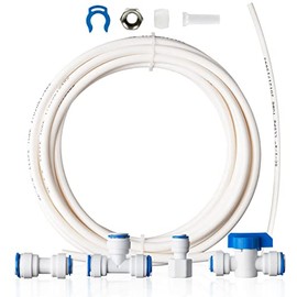 iSpring ICEK3 3/8" Tubing Water Line Splitter and Reverse Osmosis Refrigerator Ice Maker Kit, Fits PH100, RO100, US15 Series, 20 feet, Everything Included for Installation, White