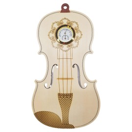 Handcrafted Violin Wooden Thermometer Hygrometer - Mercury-Free Solid Wood Wall Mount, Musical Gift for Musicians, Precise Temperature & Humidity Monitor, Natural Wood Home Decor