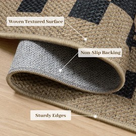 Tiveney Woven Easy Jute Rug, Outdoor Rug 4'x6' Machine Washable Area Rugs for Living Room, Non Slip Backing Outdoor Patio Rug Tan Farmhouse Indoor Outdoor Rugs for Entryway/Camping/Deck/Porch