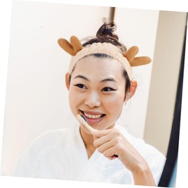 Baluue 2pcs Elastic Hairbands for Women Cute Cartoon Design Headdress for Face Washing Makeup Spa and Shower Comfortable Skid Headwraps Grey