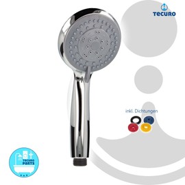 tecuro ew-easy Hand Shower Diameter 100 mm 5 Functions and Anti-Limescale Nozzles Chrome-Plated