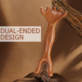 TECHPLUS 2Pcs Manual Scalp Massager - Sandalwood Massager Tool for Scalp, Eye, Facial, Neck, Shoulder - Five Claw Massage Comb, Gua Sha Comb for Men and Women