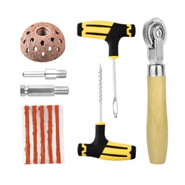 7PCS Tire Repair Patch Tools Tire Buffing Wheels 42 mm Tungsten Steel Buffing Wheel Tire Patch Rollers with T-Handle Rasp/Insert Tool Tire Repair Plugs for Car Tire Grinding Polishing Accessories Kit