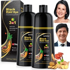 2pzs Hair Dye Shampoo Tinte Para Cubre Canas Mujer Y Hombres Negro