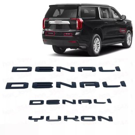 JZPARTFIT Gloss Black Door Rear Denali Yukon Emblem Letters Compatible with GMC Yukon/Yukon XL 2021 2022 2023