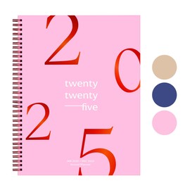Rileys & Co 2025 Floating Weekly Planner - Annual Weekly & Monthly Agenda Planner, Jan - Dec 2025, Flexible Cover, Notes Pages, Twin-Wire Binding (21.6 x 27.9 cm, Pink)