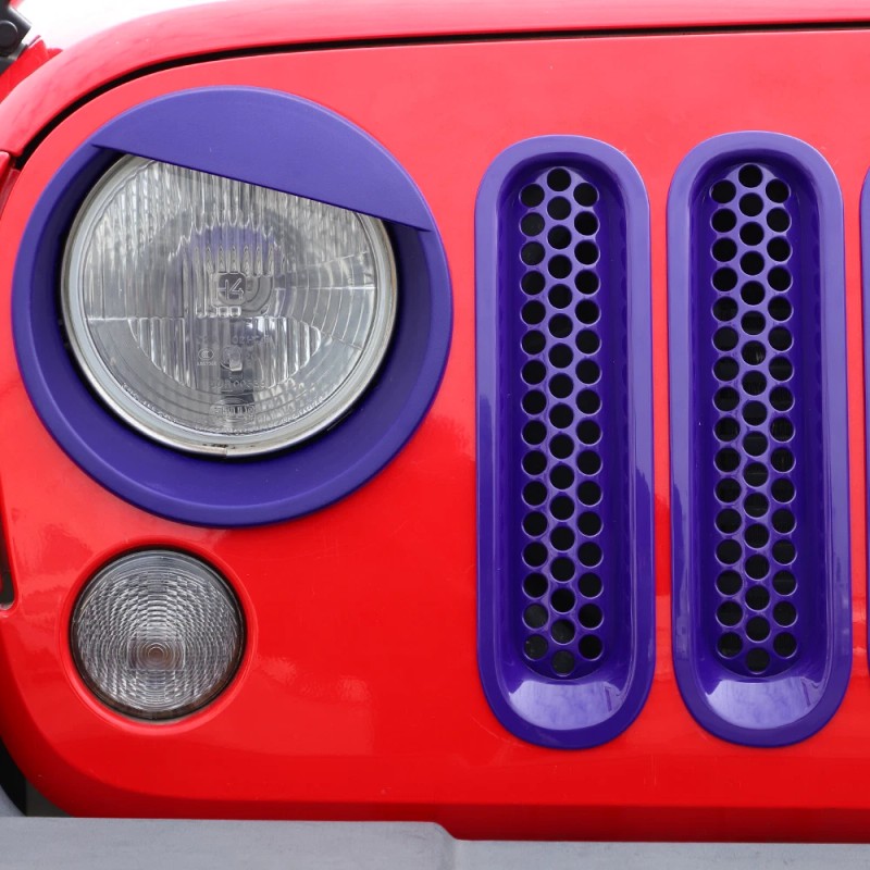 CheroCar 9Pc Purple Car Headlight Grille Insert Bezel Trim Cover