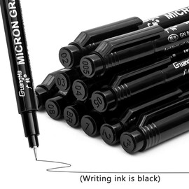 Black Micro-Pen Fineliner Ink Pens，Set of 12 Pack Fine Point Drawing Pen, Ink Pens Black Drawing Pens for Artist Illustration, Anime, Sketching, Technical Drawing, Office Documents, Manga Pens, Writing