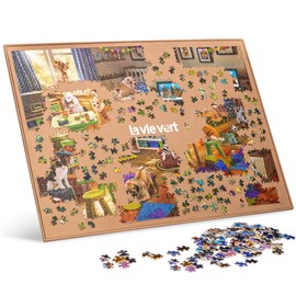 Lavievert Jigsaw Puzzle Board Portable Puzzle Saver for Puzzle Storage, Lightweight & Easy Transport, for 1500 Piece Jigsaws Puzzles (Khaki)