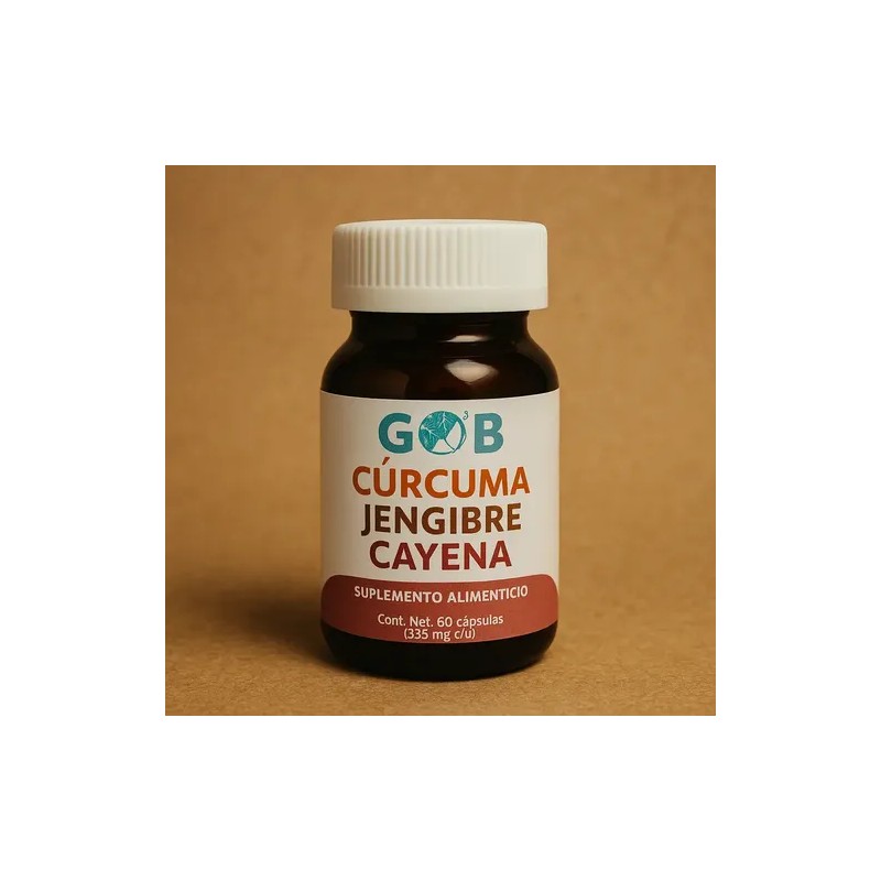Cúrcuma, Jengibre, Cayena Polvo - 60 Cápsulas - Suplemento Sabor